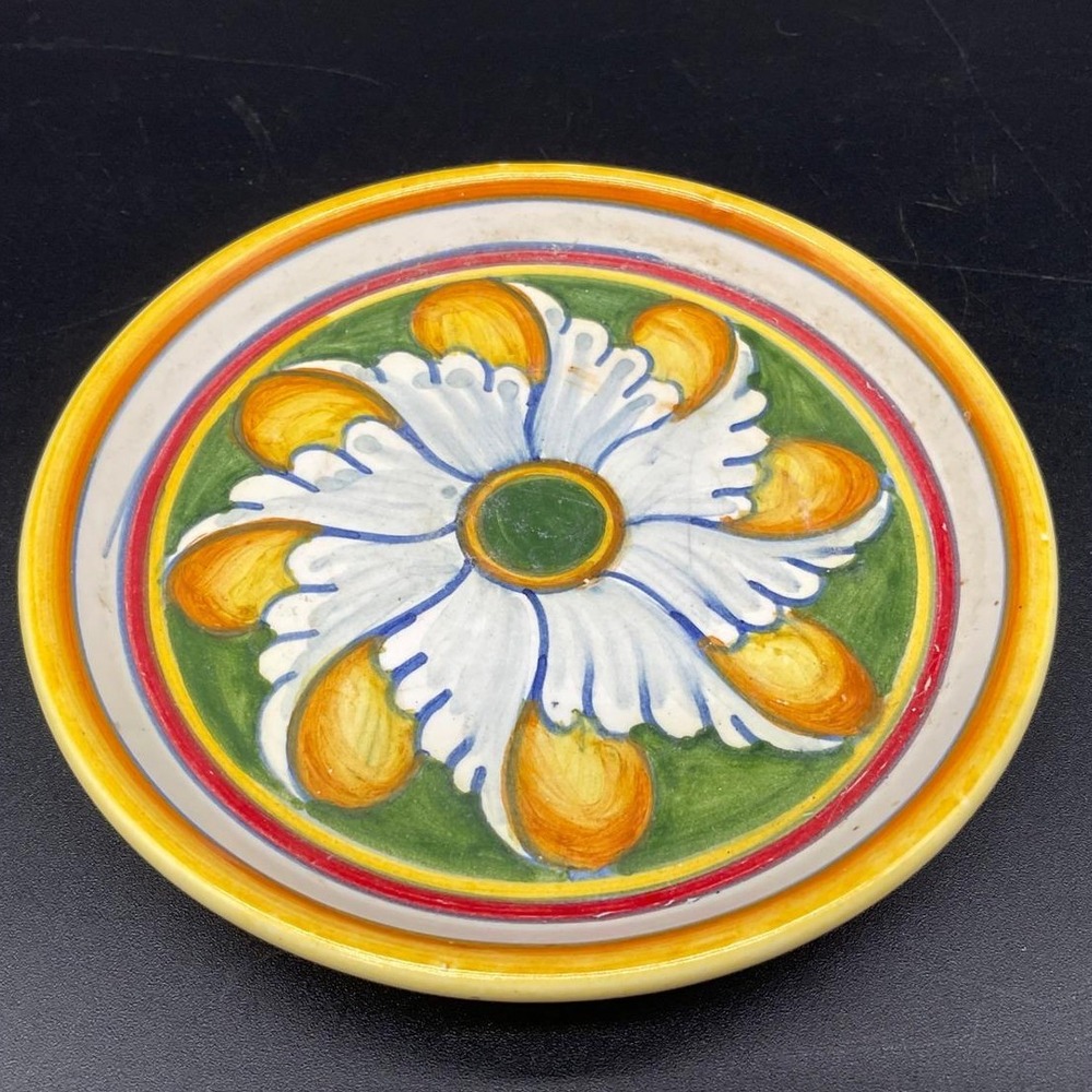 Vintage Hand Painted Italian Dipinto a Mano‎ Maiolica Ceramic Folk Art Plate 5"